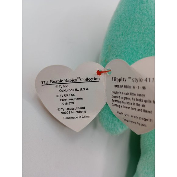 1996 Hippity the Rabbit, good condition, pvc Pellets, light green, - Picture 5 of 9